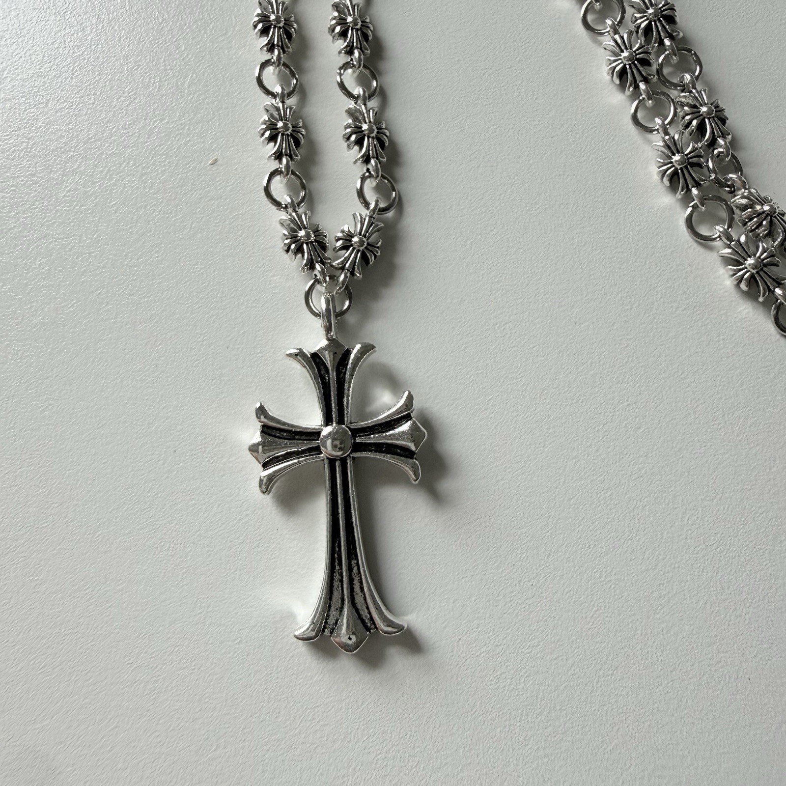 CH Style Chrome Silver cross necklace with chain 70cm #punk #grunge #goth