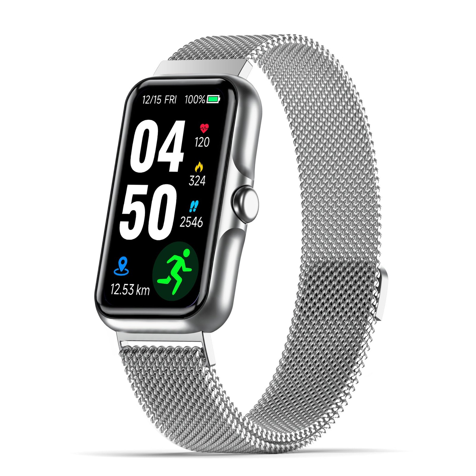 Fitness Tracker with 24/7 Continuous Heart Rate, Blood Standard, Silver
