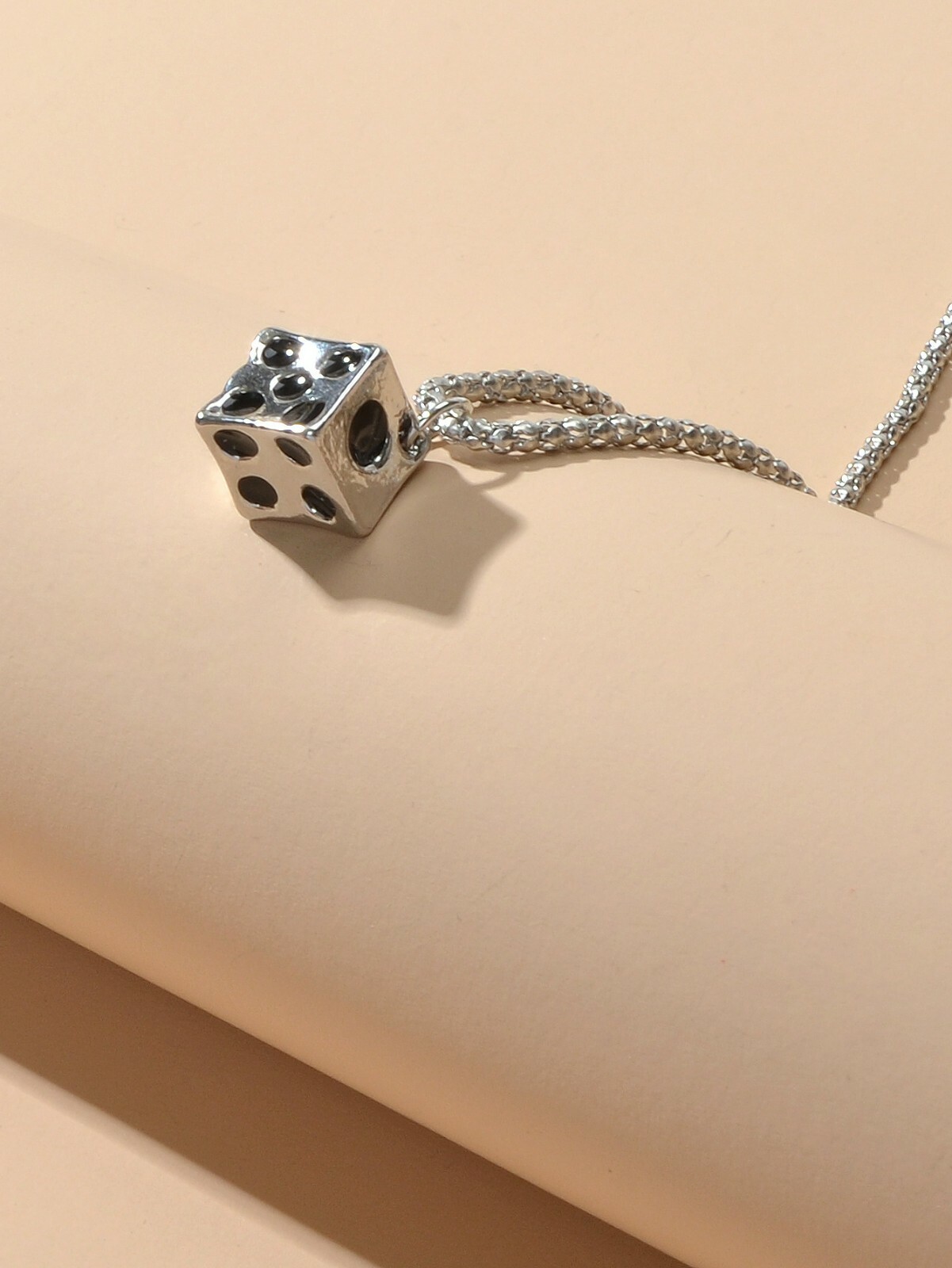 Silver Chain Dice Pendant Necklace Women Men Punk Goth Hip Hop Style Jewellery