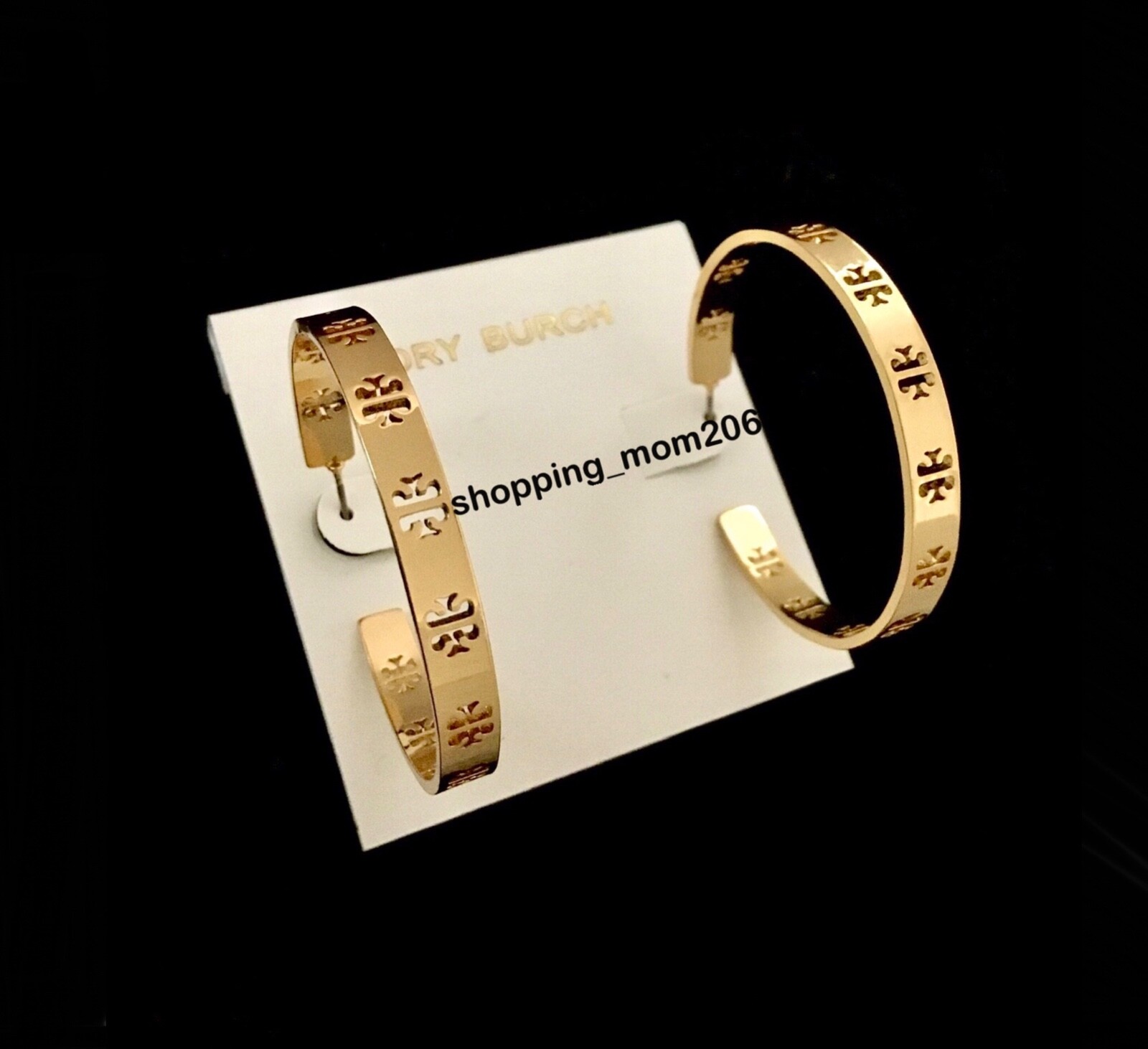 Tory Burch Gold T-Logo Hoop Earrings