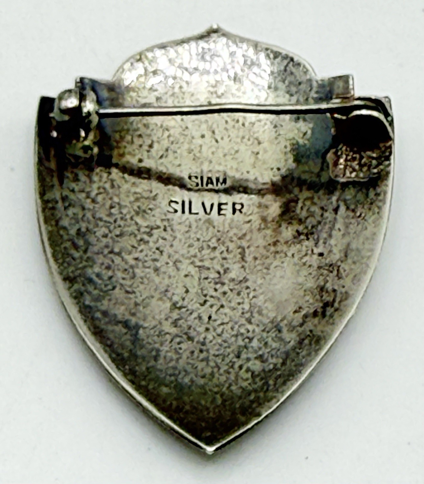Vintage Siam Stirling Silver Shield Pin Brooch Lady Dancing 1 3/4” 8.8grams
