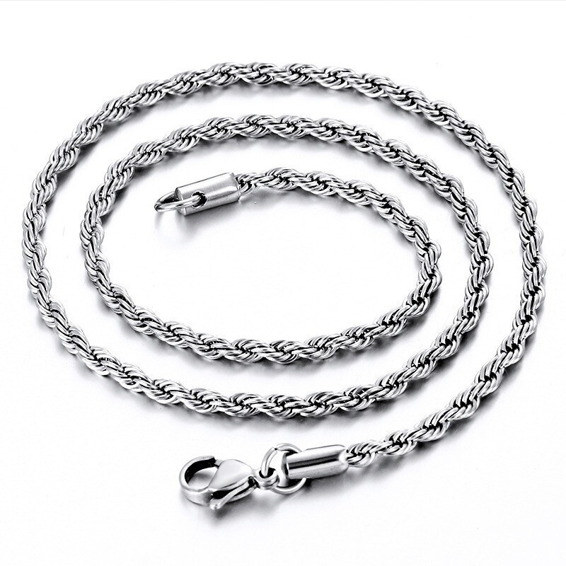 2/3/4/5/mm 316L Stainless Steel Women Men Rope Chains Necklaces 17-20” New
