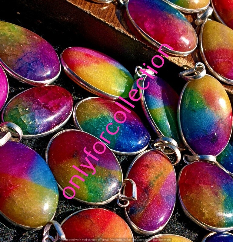 Rainbow Solar Quartz Gemstone 925 Sterling Silver Plated Wholesale Pendants Lot