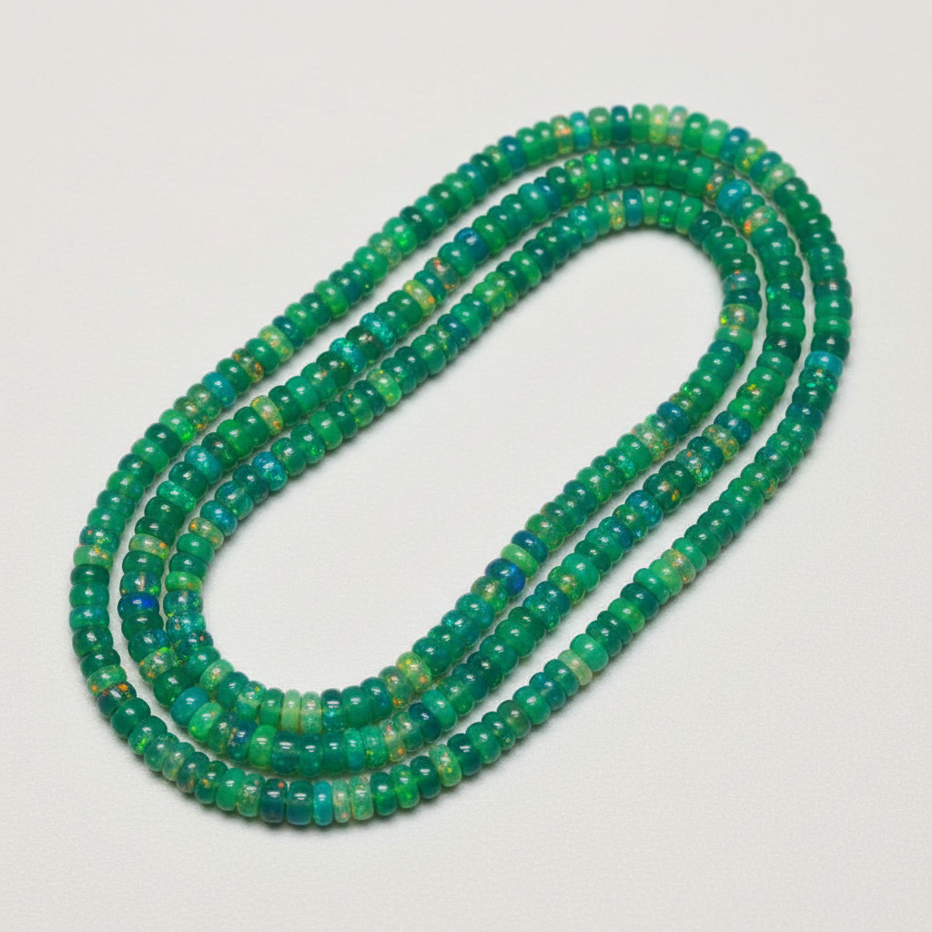 Natural Green Ethiopian Opal Rondelle Beads 4–5mm Size 16 Inch Strand Gemstone