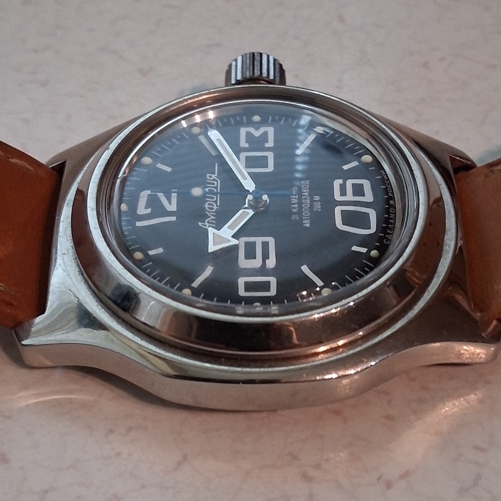 Vostok Amphibia Men’s Black Watch – Custom Bezel