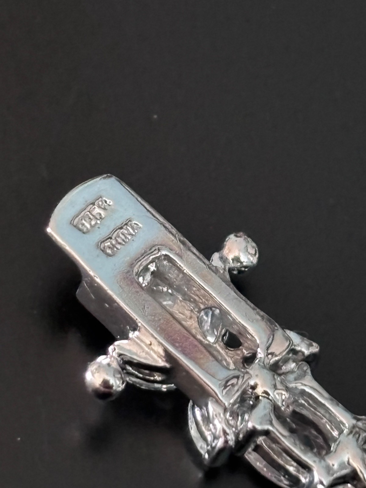 VTG Sterling Silver Bracelet Flower Oval Clear CZ 7.25 inches (Plus Necklace)