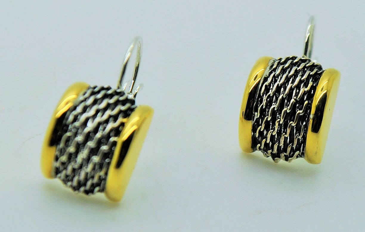 Simply unique modern style two tone drop/Dangle fashion French clip earrings -3