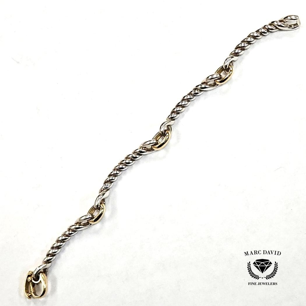 Gump’s Pepi Bracelet – Sterling Silver & 18K Yellow Gold, 31.2g, Size 6