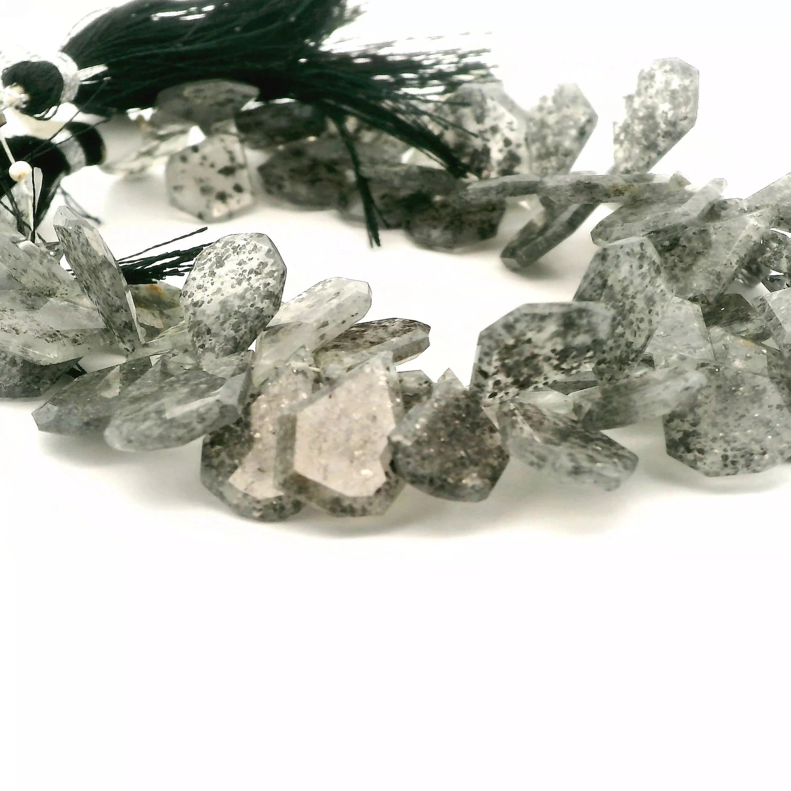 Natural Black Sunstone Faceted Pentagon Beads (6 × 6 mm) – 62 Beads