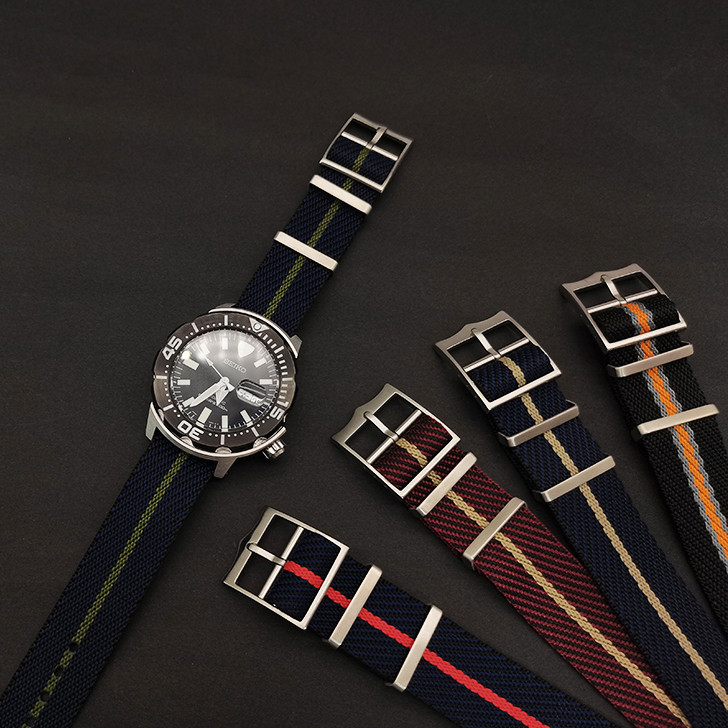 WISCASSET WATCH STRAPS Premium One-Piece Woven Military Strap – Fully Adjustable