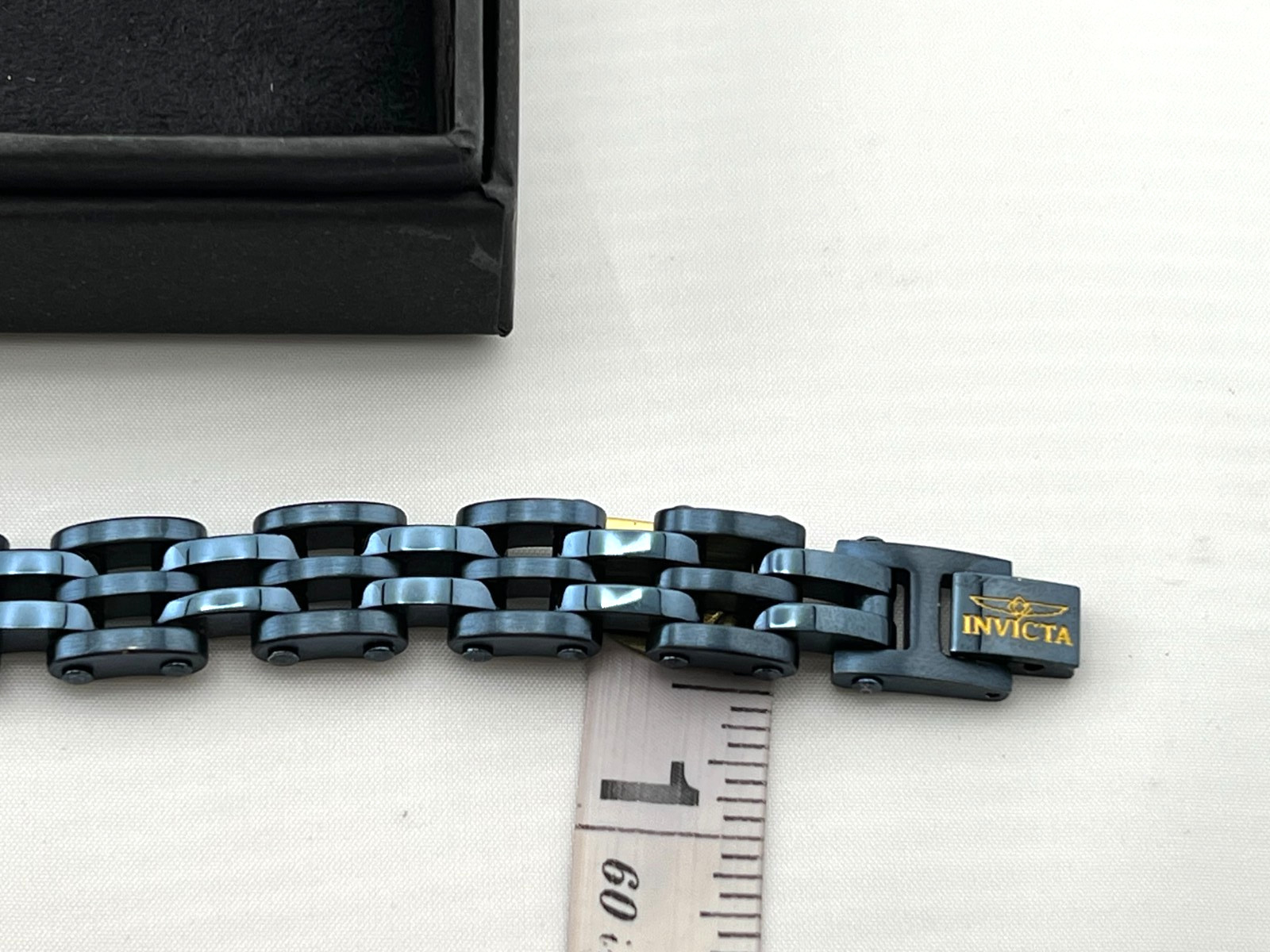 NIB INVICTA Men’s Blue Stainless Steel Bicycle Chain Bracelet Jewelry Biker