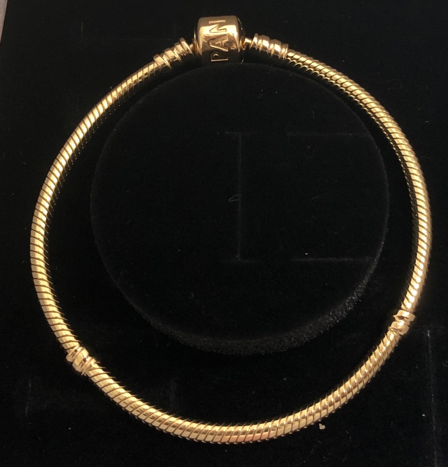 NEW💕 Pandora Moments 14K Solid Gold Barrel Clasp Bracelet 550702 7.5″/19cm