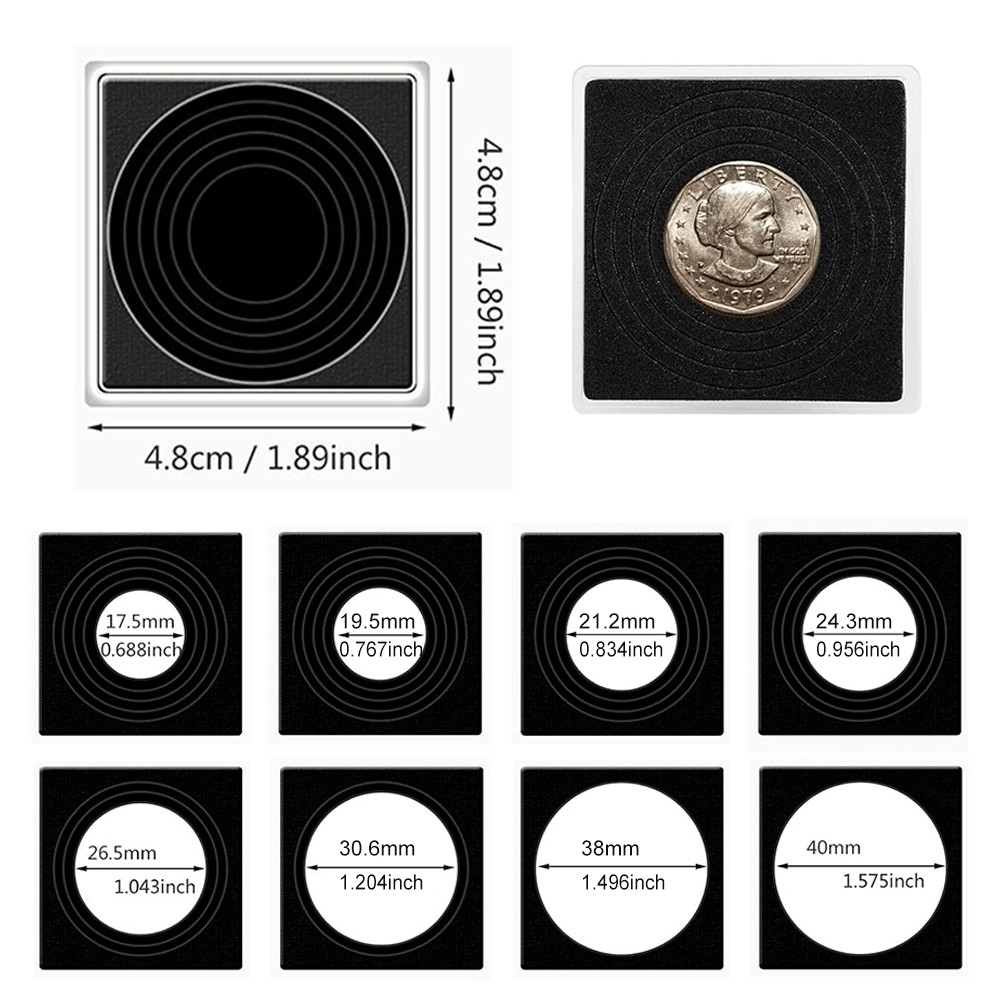 Clear Coin Collection Holders with Sponges Coin Capsules Silver Dollar Protector