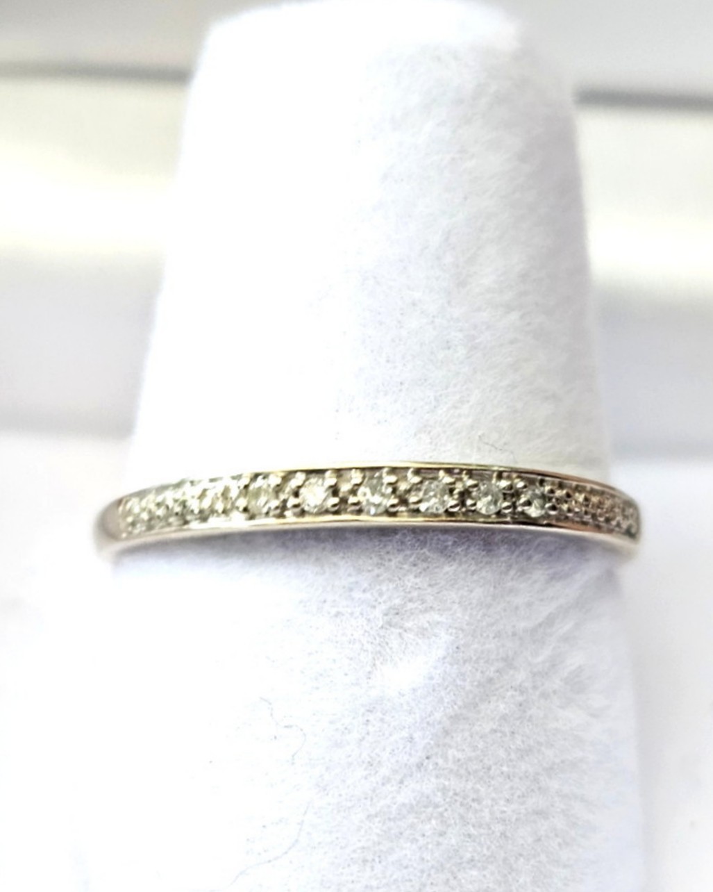 10k White Gold Pink Peach Morganite Solitaire & Diamond Band Ring Set Size 7