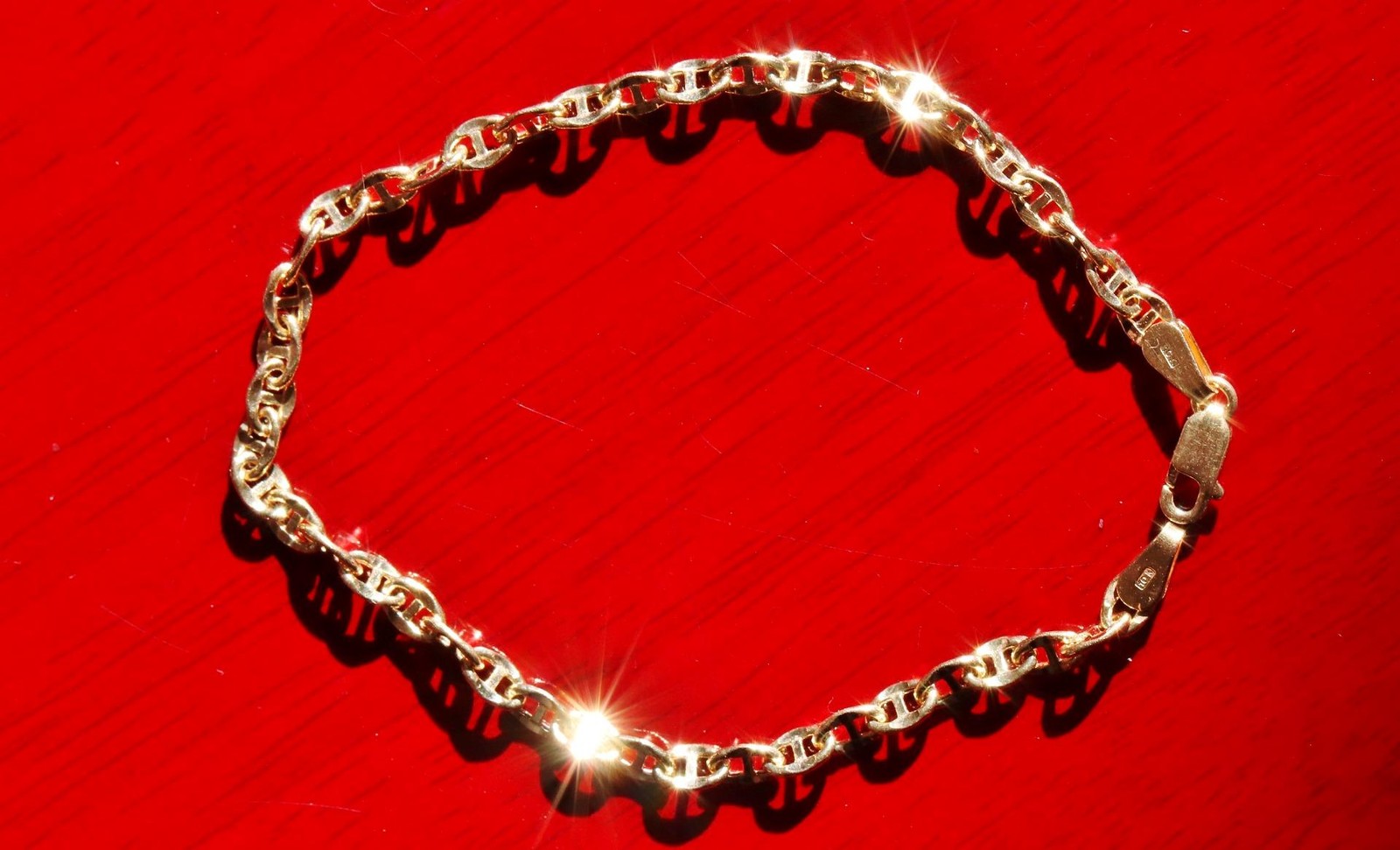10k yellow gold bracelet 8.0″ diamond cut fancy mariner link chain 1.95g
