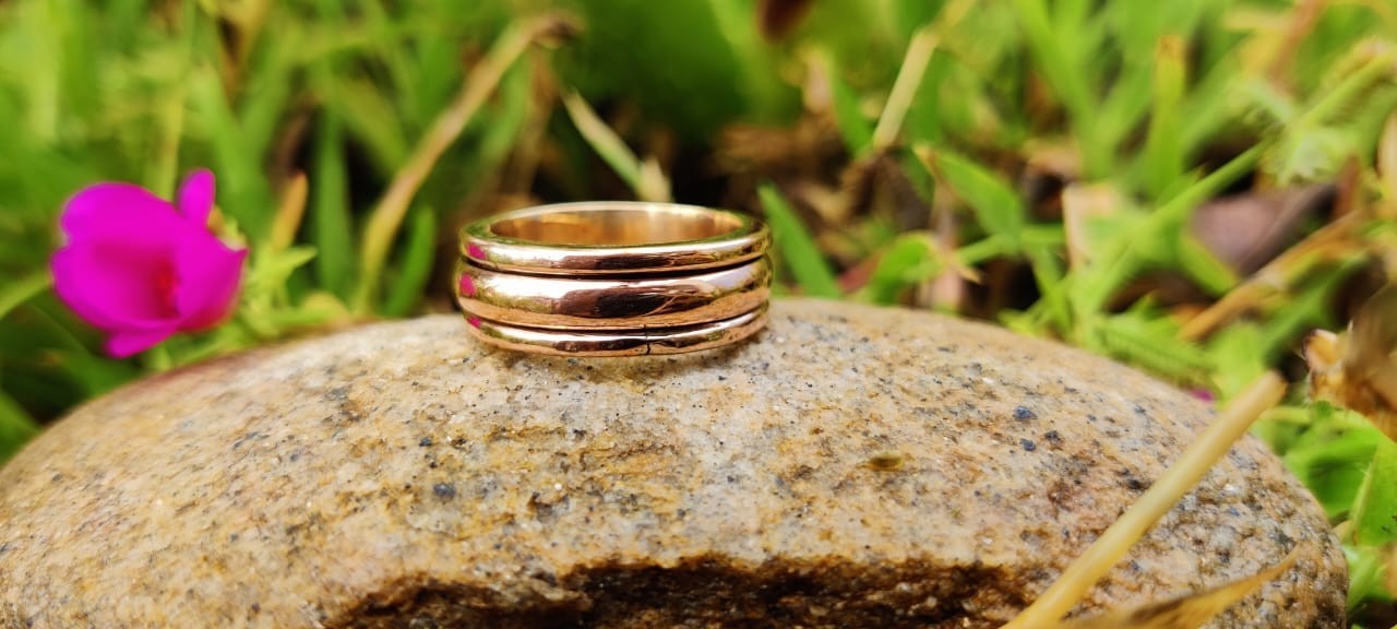 100% Pure Copper Hammered Band Ring 10mm Wide Band Handmade Thumb Ring All Size