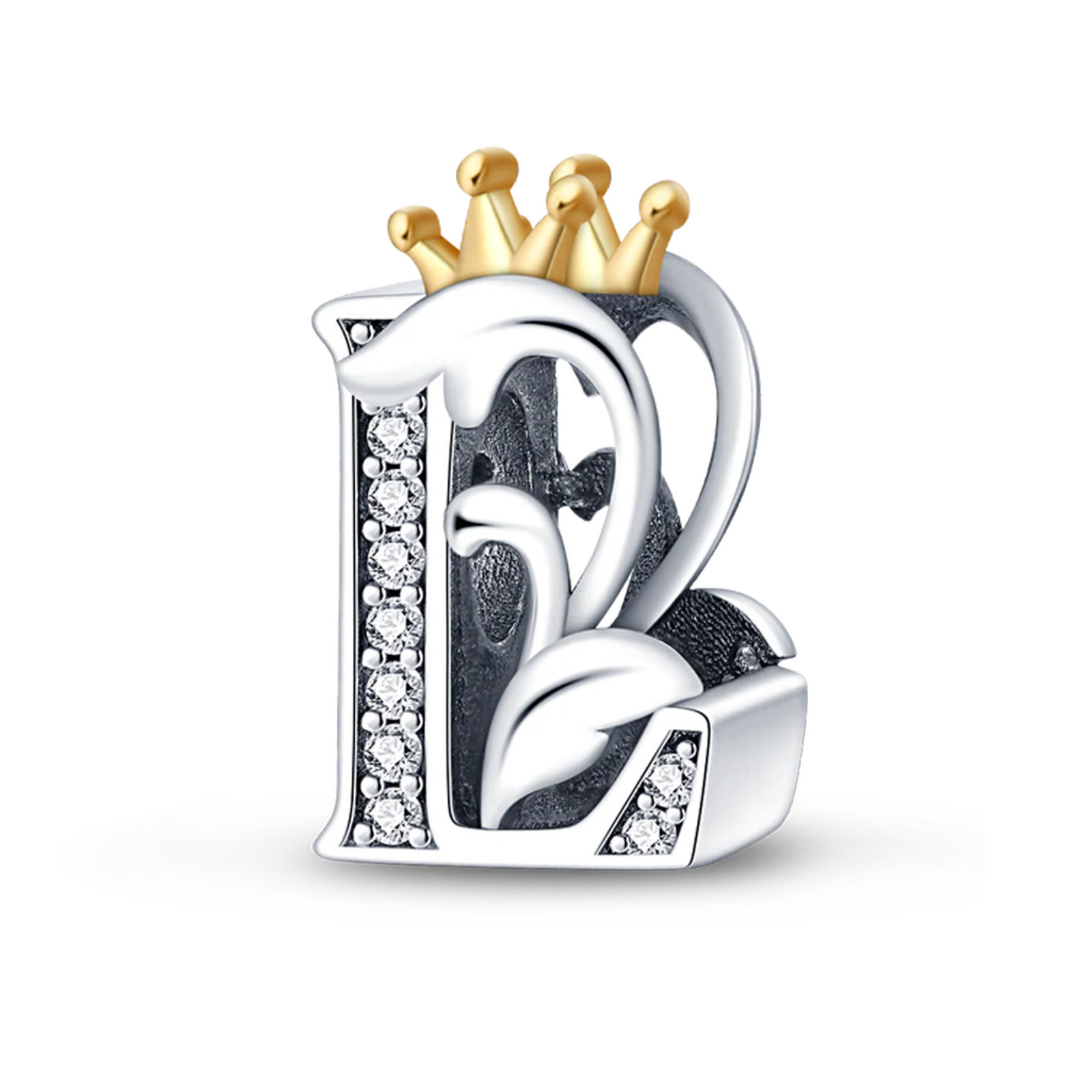 Crown L Letter Charm For Bracelet, L Letter Charm, Crown Letters Charm