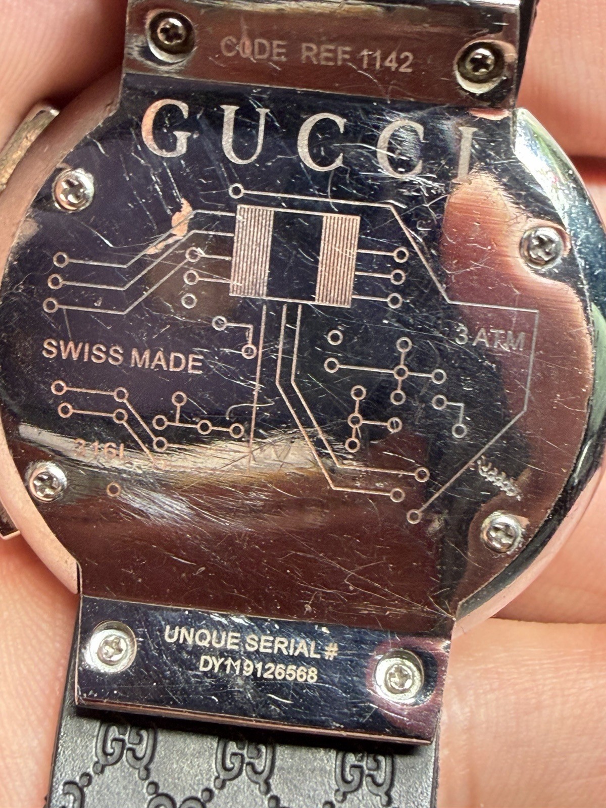 Gucci Pantcaon Swiss Made Quartz Chronograph Date 44mm Black Rubber Strap