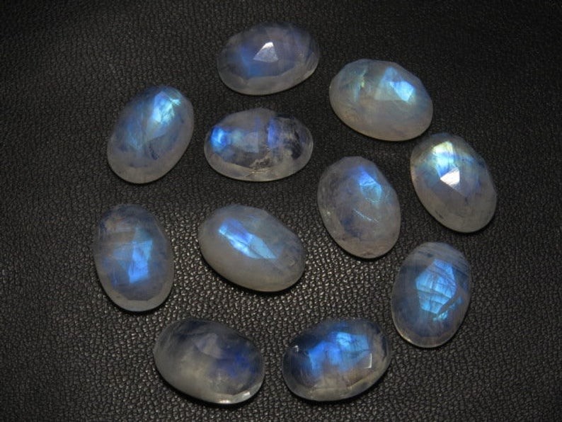 Natural Rainbow Moonstone Oval Rose Cut 6x8mm to 12x16mm Loose Gemstone