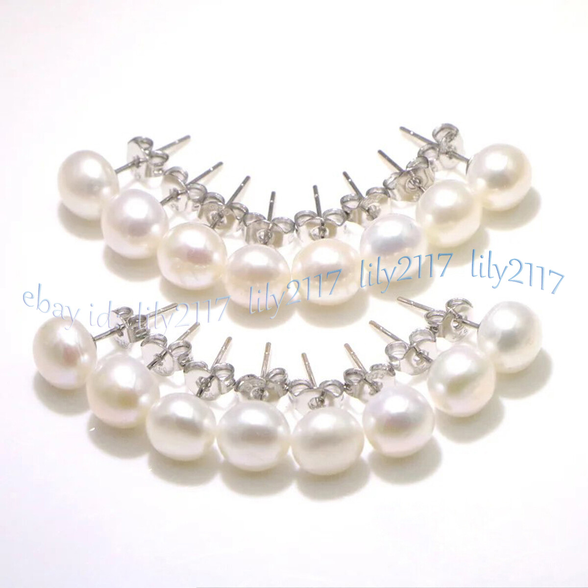 Wholesale 8 Pairs Natural Black White Pink Purple Freshwater Pearl Stud Earrings