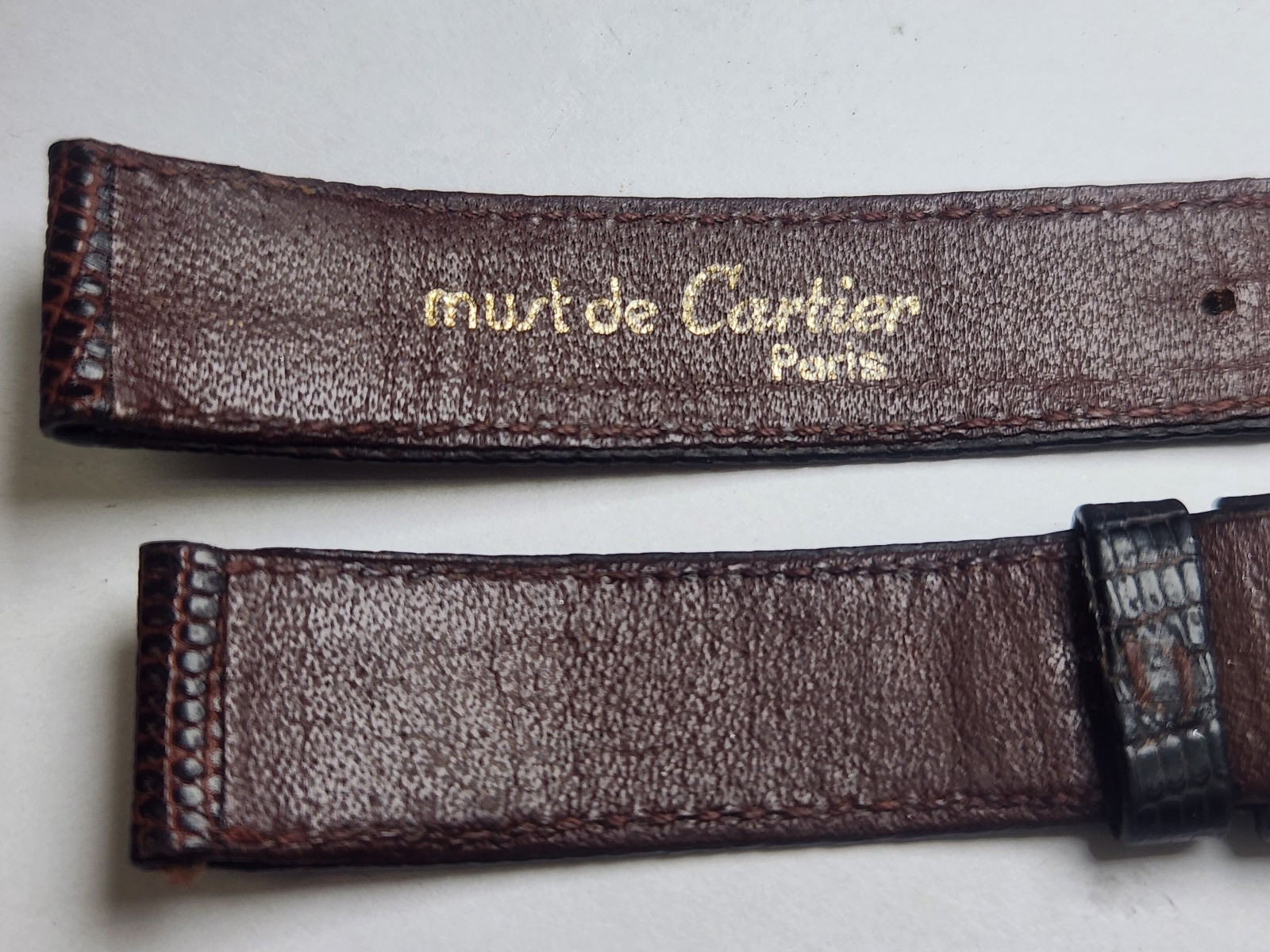 Vintage Cartier Must 15.5mm Black Lizard Wristwatch Band Fits Ladies Tank