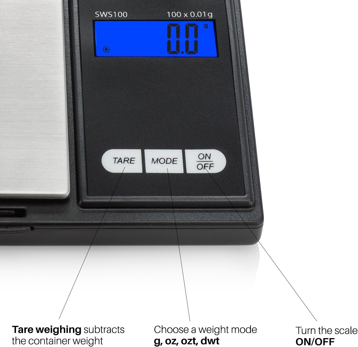 Smart Weigh Digital Pocket Gram Scale, 1000g x 0.1 Grams, Digital Scale