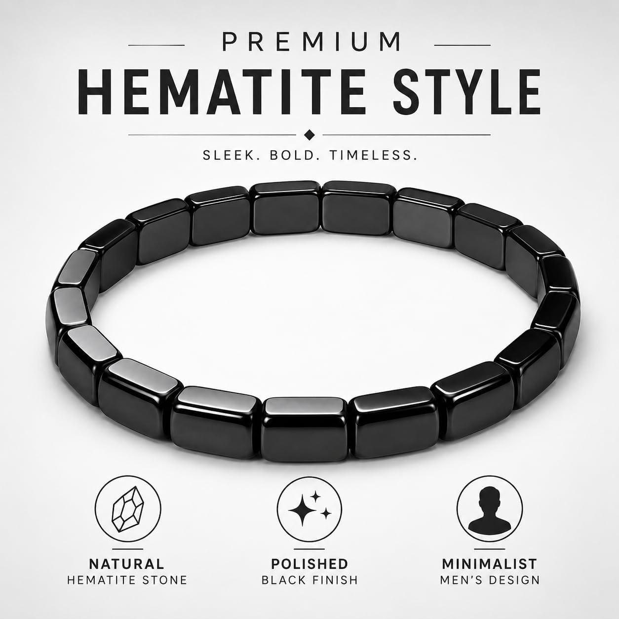 Elegant Black Hematite Wristband – Boost Confidence & Calm Decision-Making