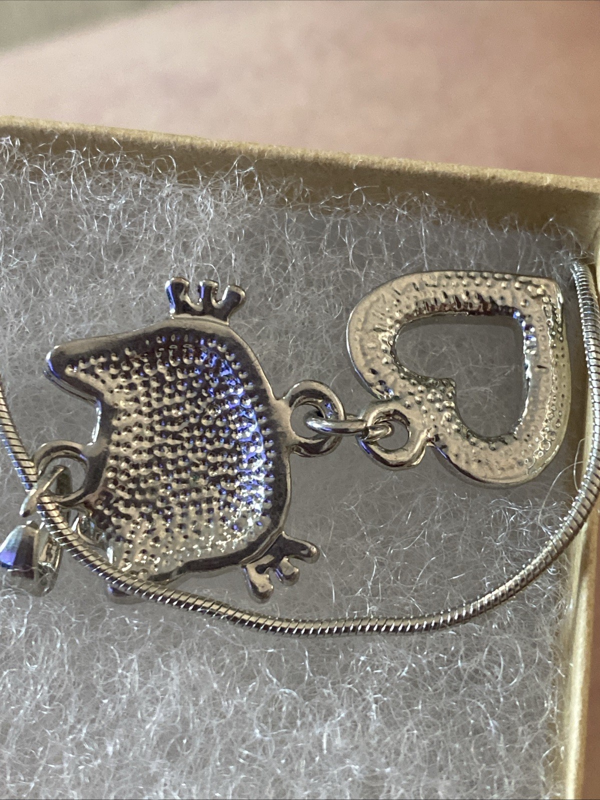 Nice Hello Kitty Cubic Zirconia Pendant On Silver Tone Snake Chain Necklace
