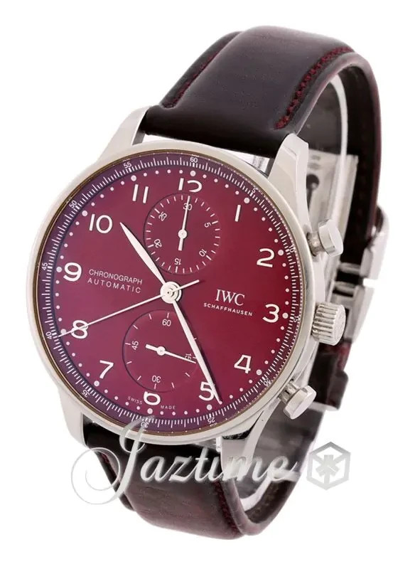 IWC Portugieser Chronograph IW371616 Stainless Steel 41mm Red Dial BOX PAPERS