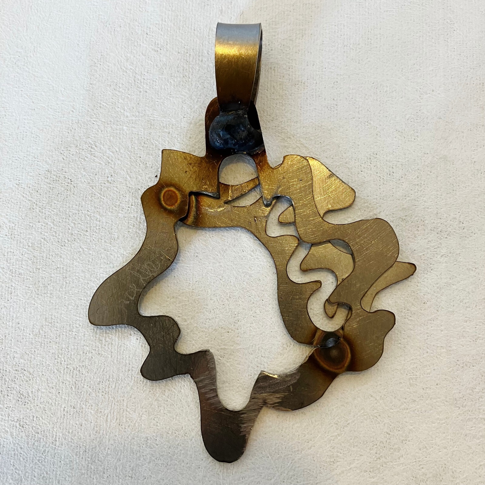 Open Free Form Pendant One Of A Kind Stainless Steel Unique Handmade Chunky New