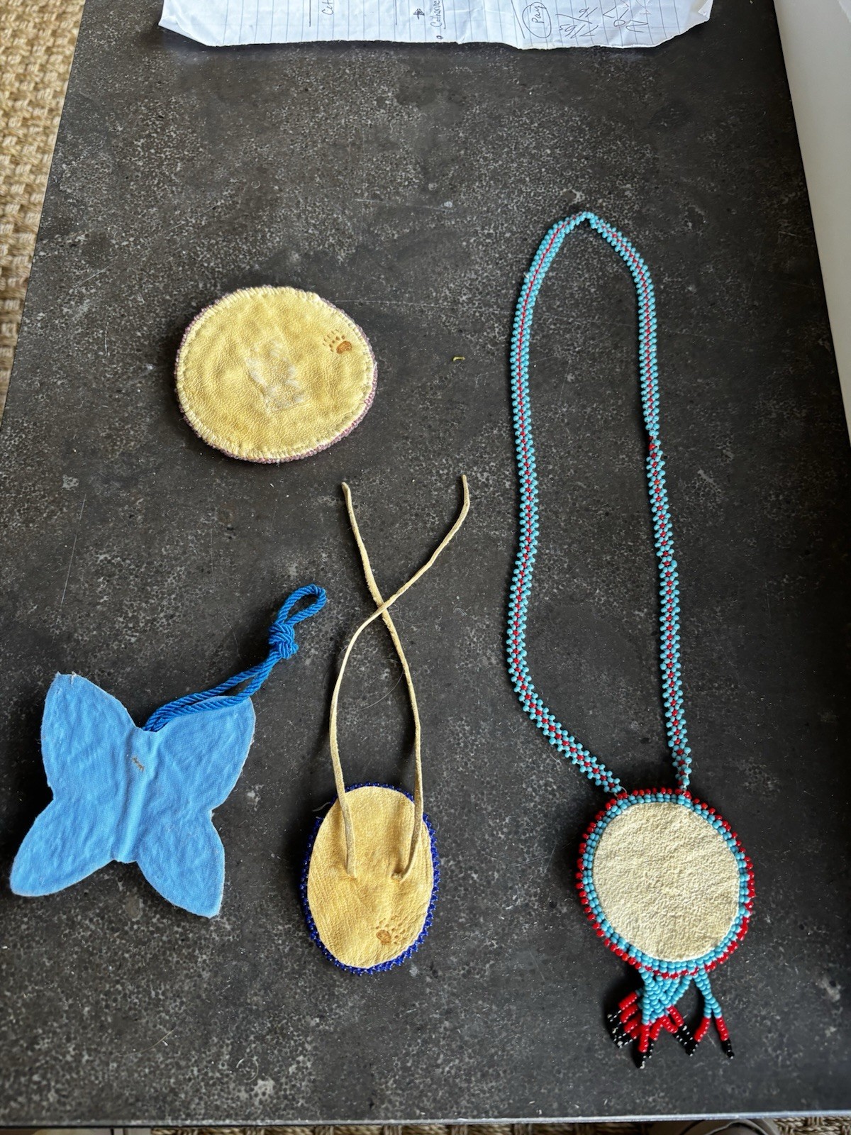Lot Of 4 Vintage Navajo Beaded Medallion Pendants Adornment