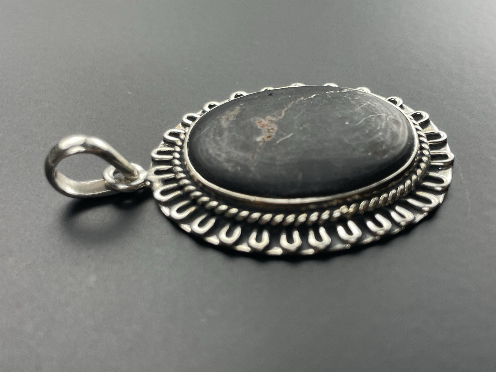 Blackjack Turquoise Pendant Silver 925 Closed Back Matte Turquoise 10.0g /0.35oz