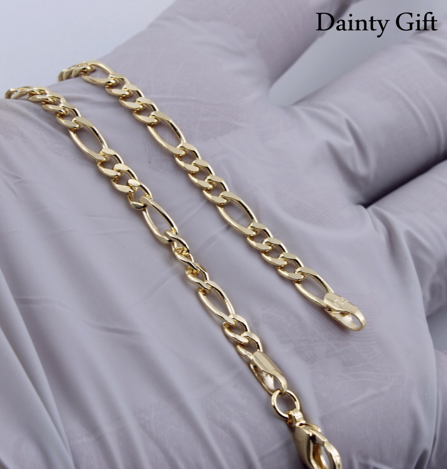 Women Girl Non Fade Gold filled 4 mm Figaro Link Chain Anklet Foot Bracelet 9.5″