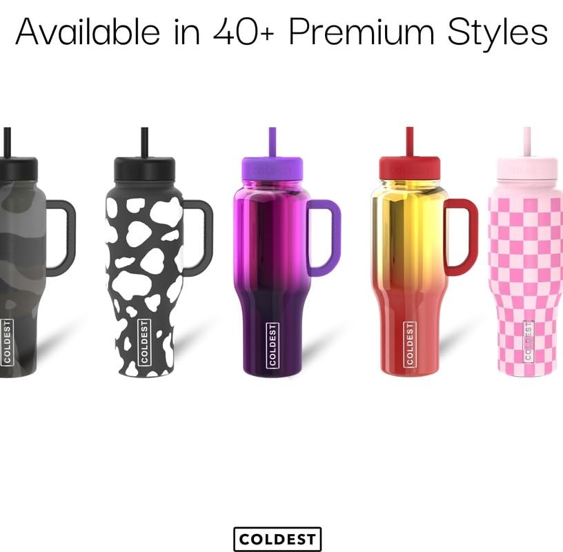 Coldest Tumbler with Handle and Straw – 100% Spill Proof 46 oz Purple Nova