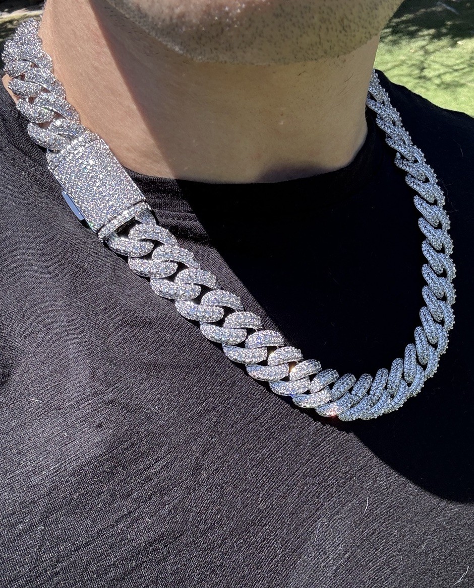 18MM Iced Out Cuban Link Chain AAAAA CZ Gold Plated Brass Hip Hop Necklace 22”