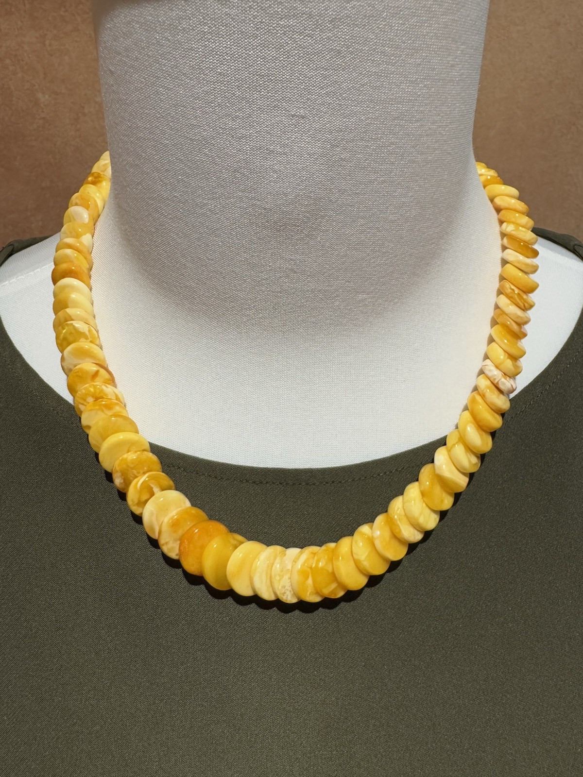 Natural Baltic Amber Necklace Butterscotch Egg Yolk Creamy White Amber 33g 50cm