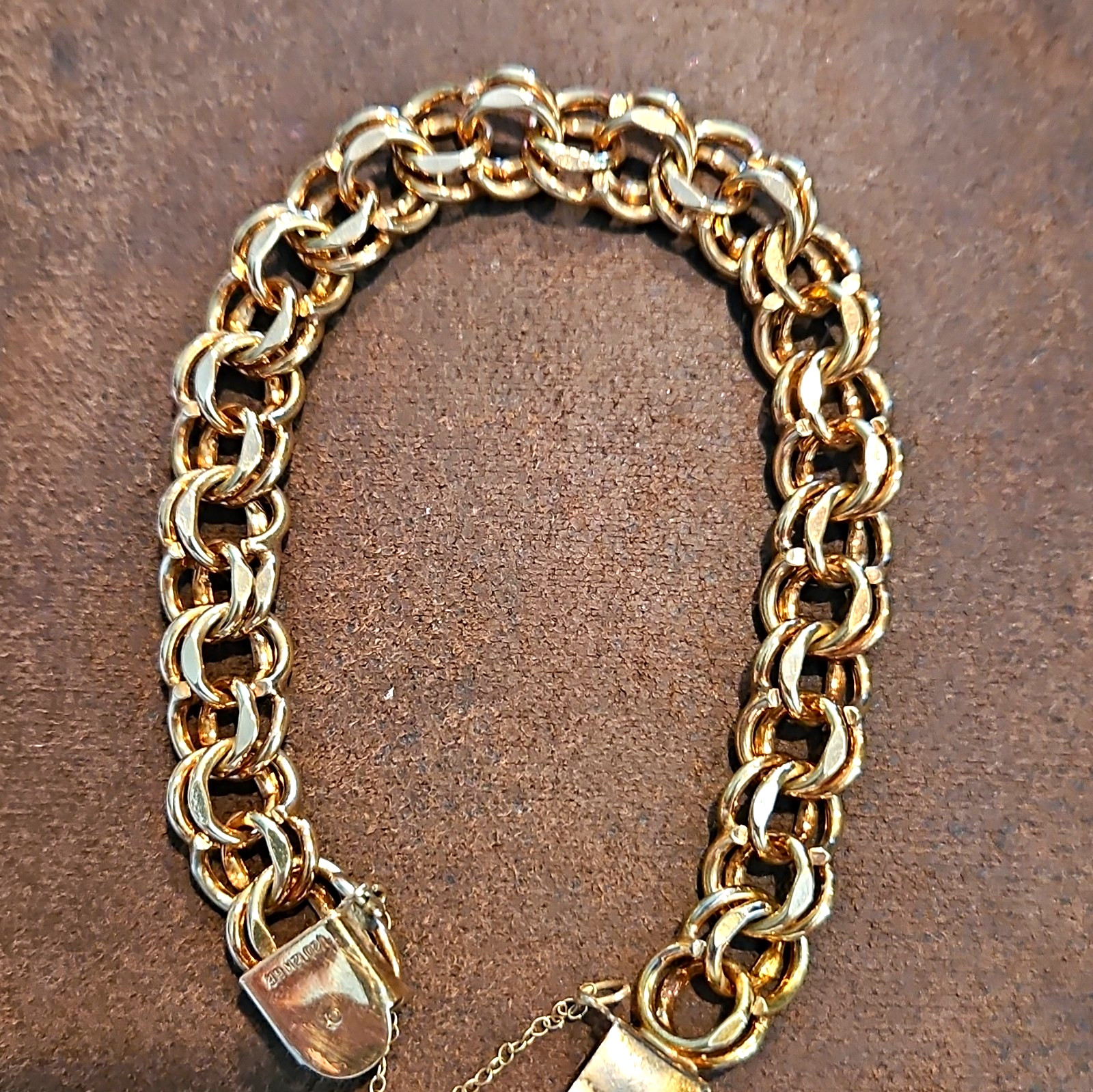 Vintage 12K Gold Filled Bismarck Double Link Bracelet 22.85g 7.5″ Heavy 1/20
