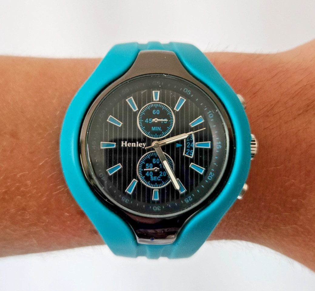 Henley Men’s Sports Watch Turquoise H02042.6, SIlicone Strap, Splash-proof, EXC