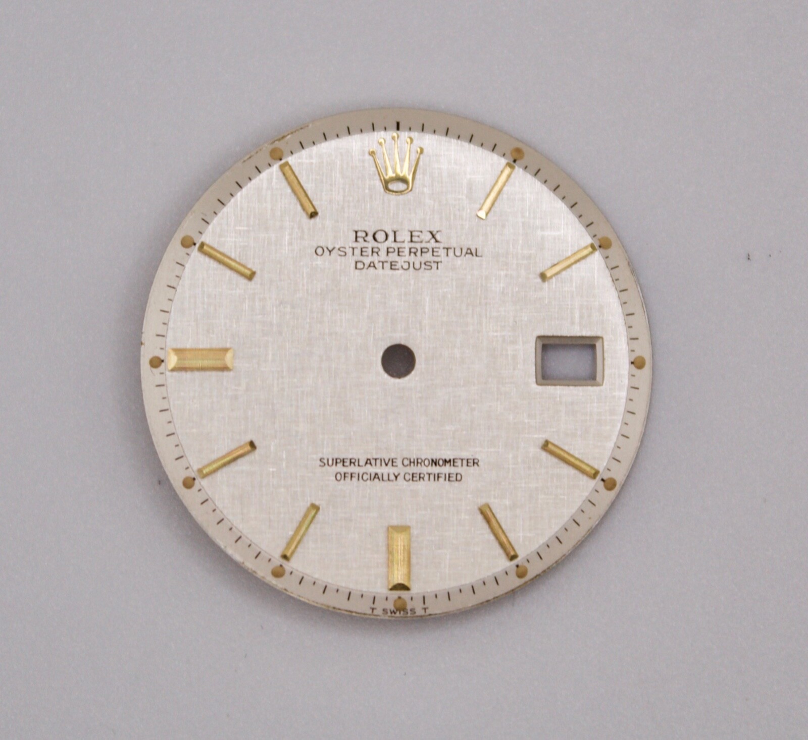 ORIGINAL Rolex Dial 36mm Datejust Silver TT YG w Date Linen 1600/1601/1603 Swiss