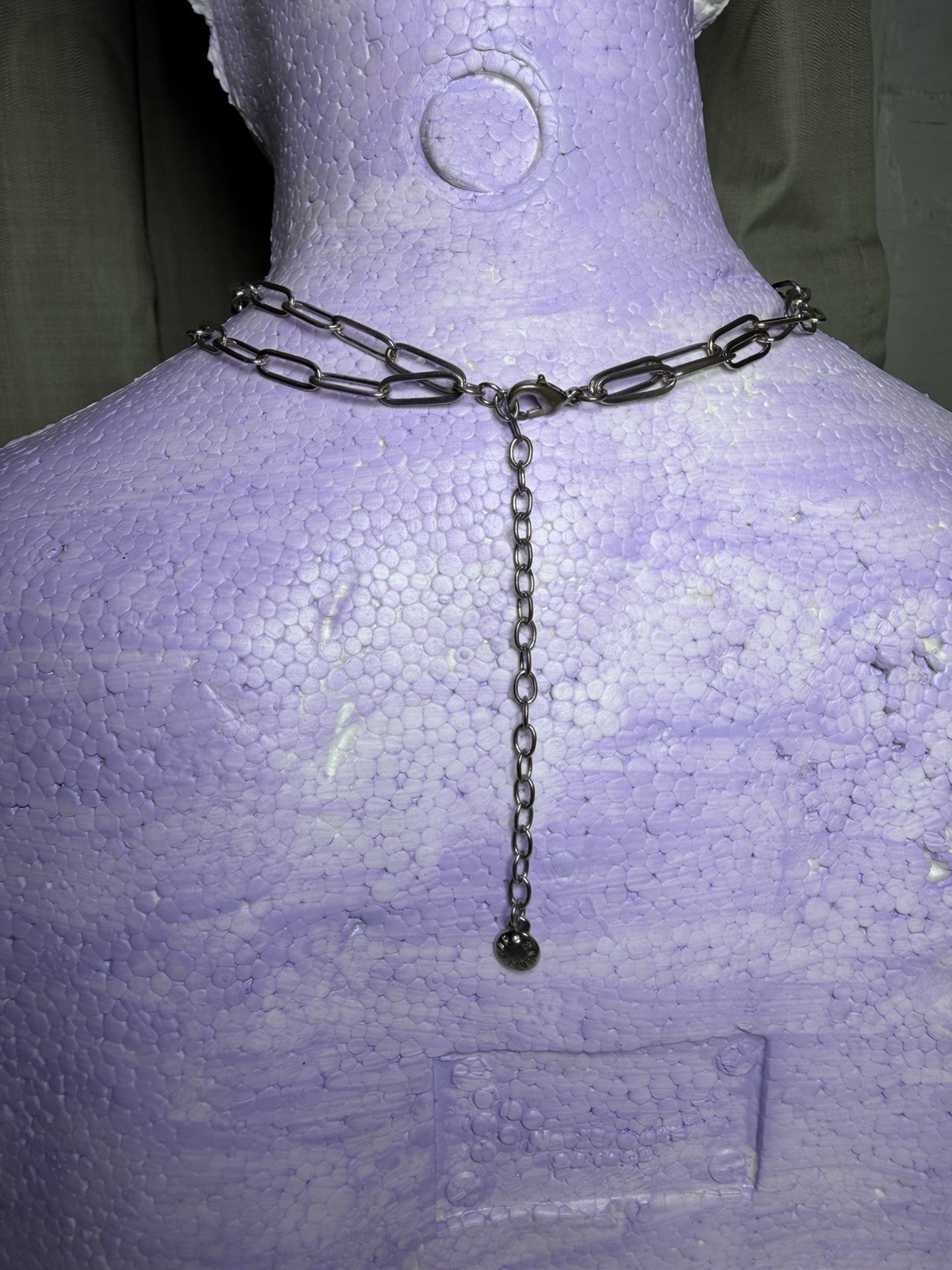 BaubleBar Silver Tone Paperclip Chain Layered Y Necklace Modern Statement #07