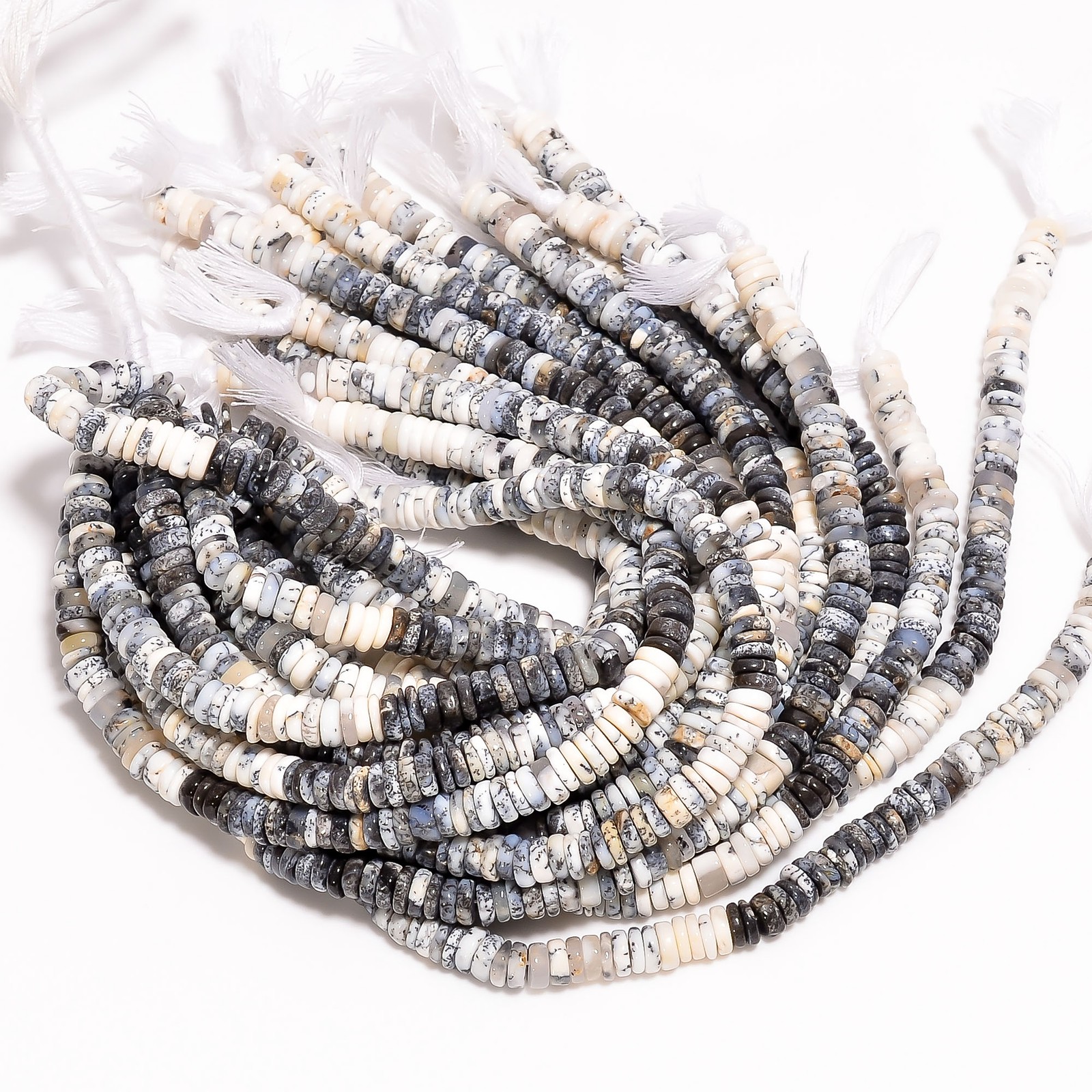 Dendrite Opal Gemstone Heishi Shape Smooth Beads 6 mm Strand 8″ UGB-339