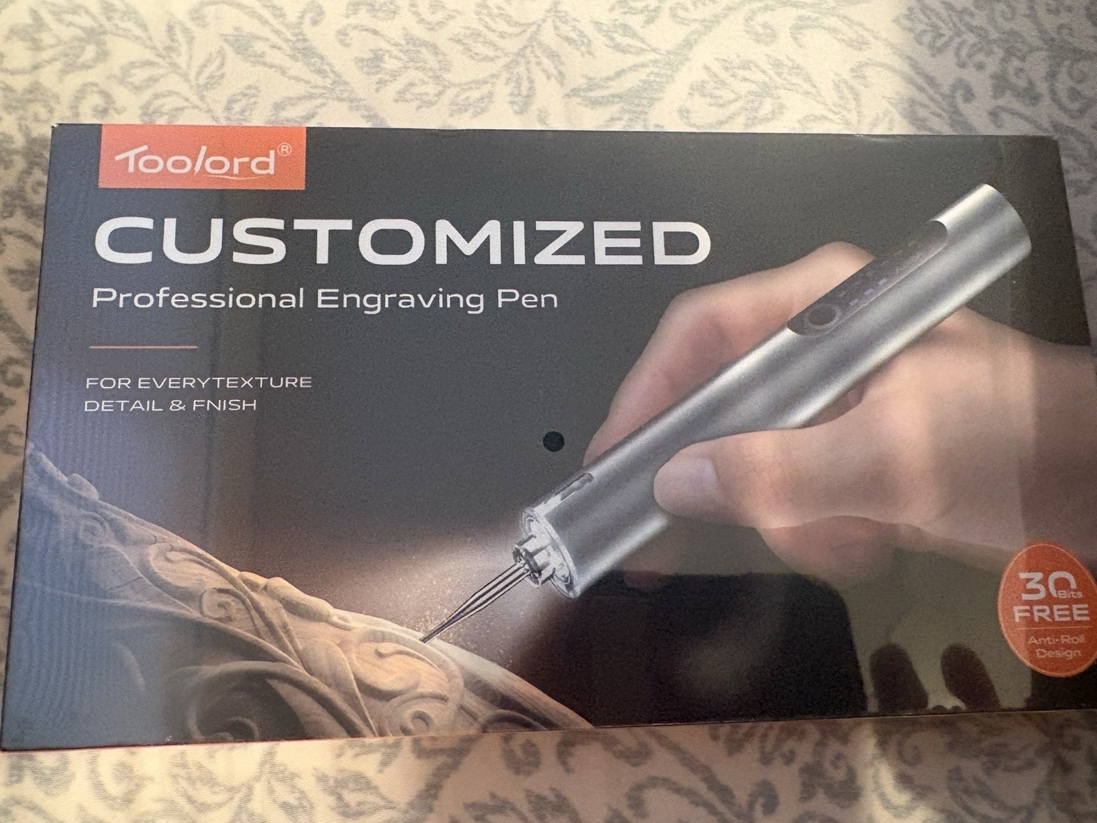 ABITAKE Cordless Engraving Pen LED Light USB Rechargeable Silver Craft Tool
