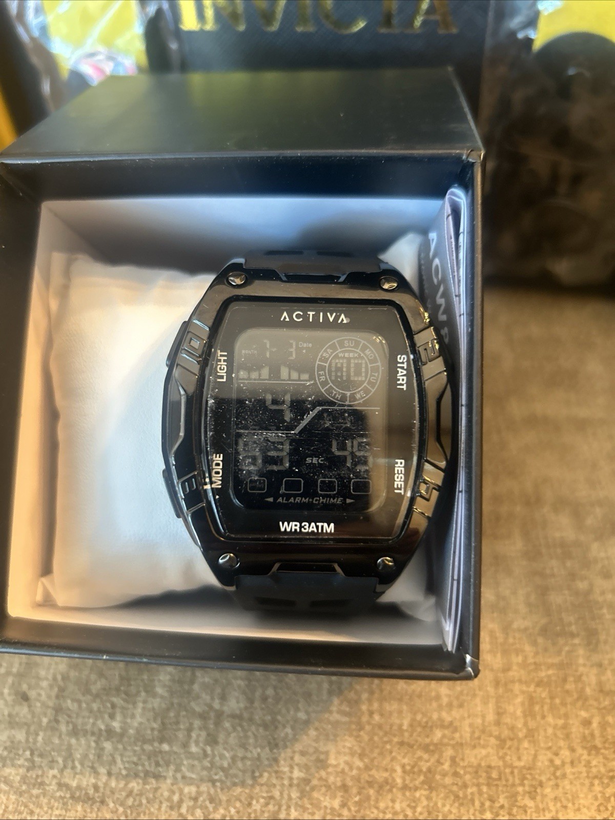 Activa Men’s Sport Digital Quartz Watch Black Rubber Strap 30m WR Box Manual