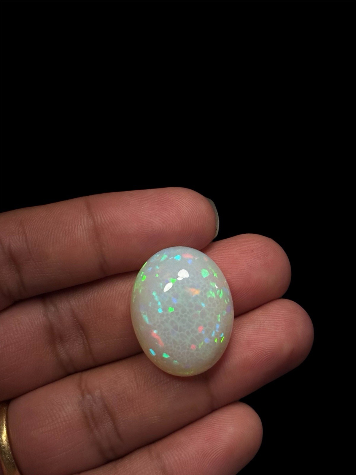 Natural White Opal 40.52 Ct Oval Cabochon Loose Gemstone Certified Play of Color
