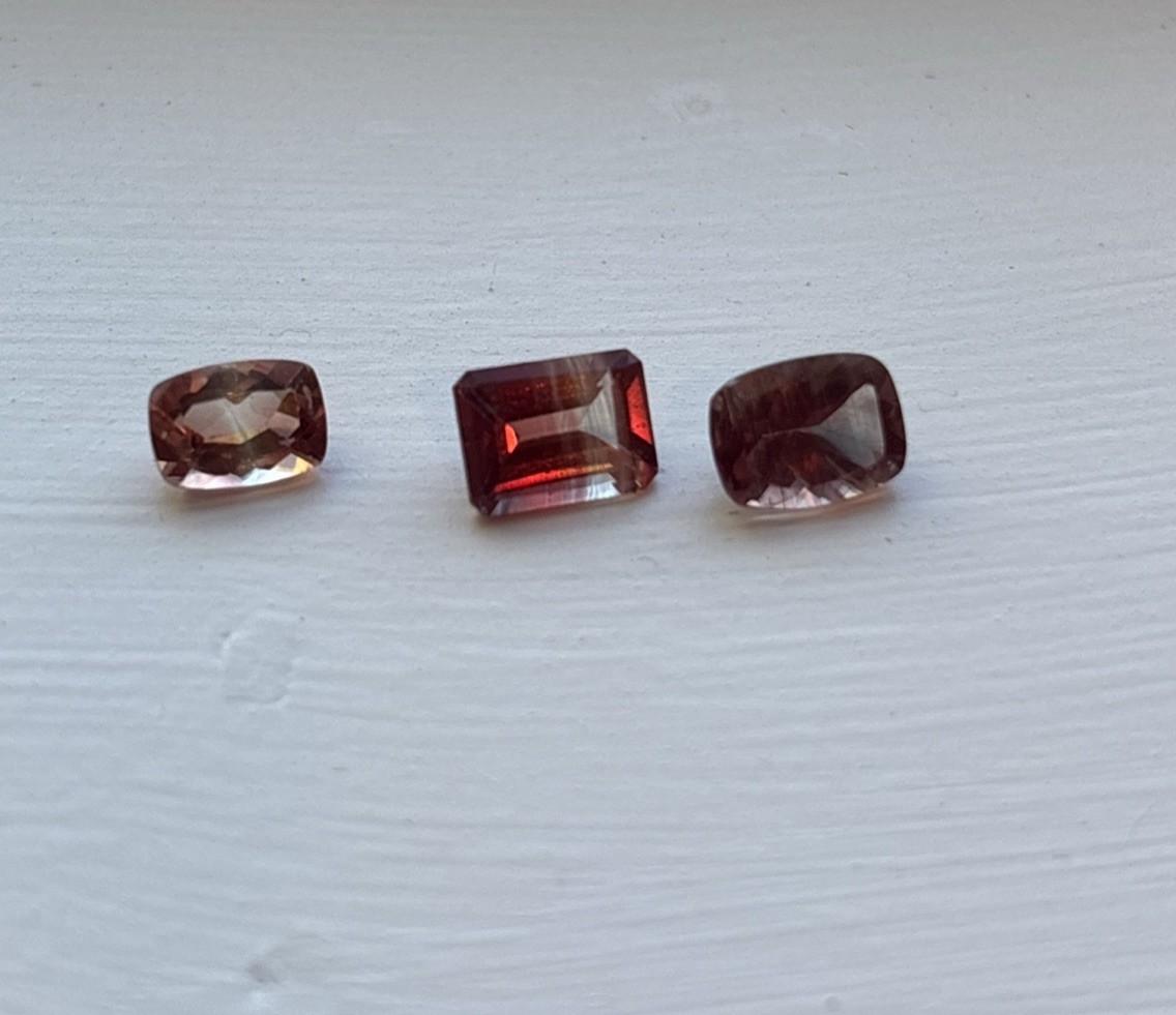 Natural Bolivian Bi-Color Ametrine – 3 Stone Parcel Mixed Cuts Loose Gemstone