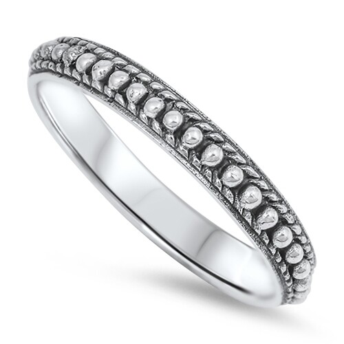 Sterling Silver Textured 3 mm Wide Band Ring – Free Gift Packaging