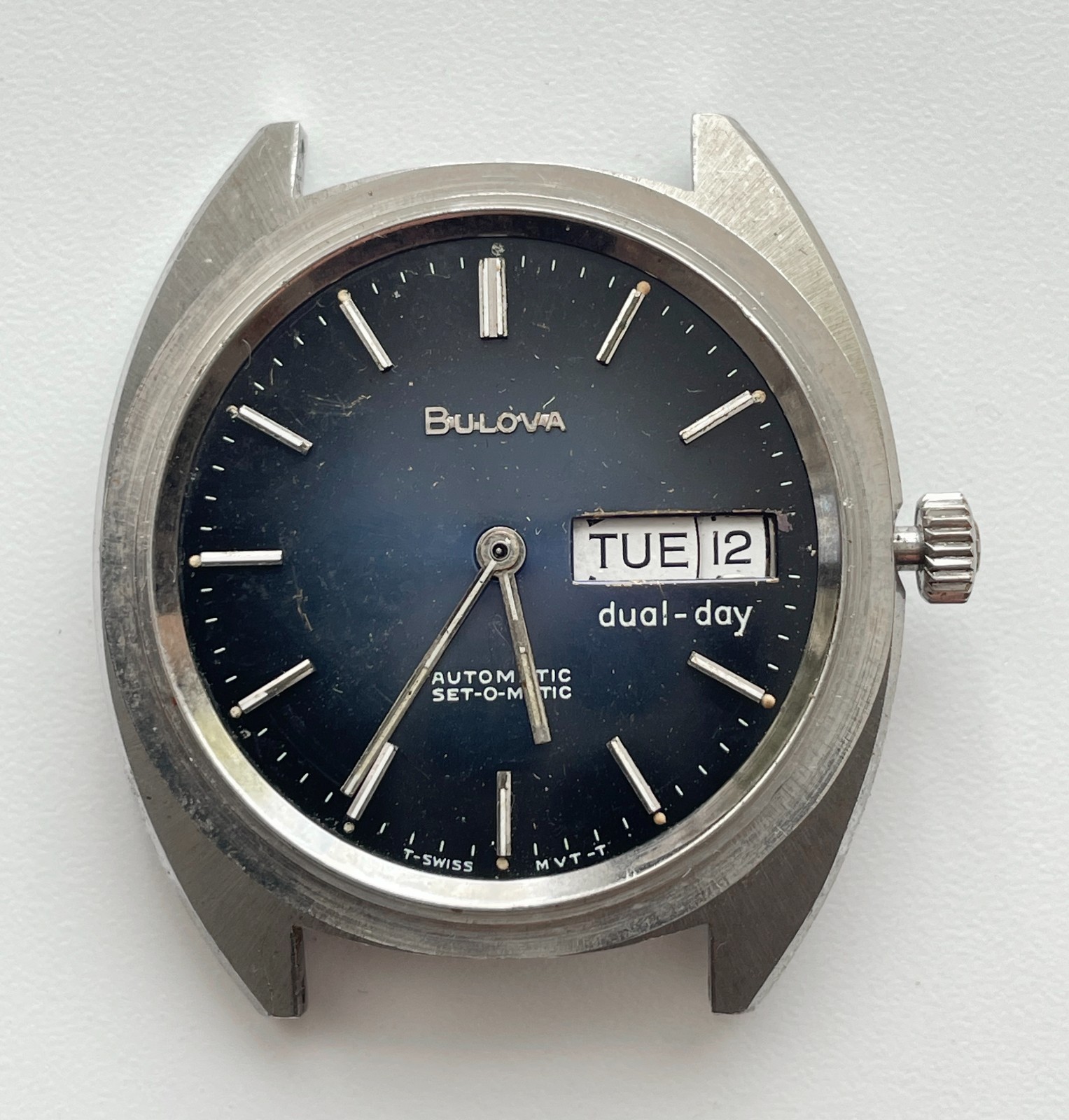 Vintage Bulova Dual Day Automatic Watch Movement N7 Parts Repair 35.6mm Case