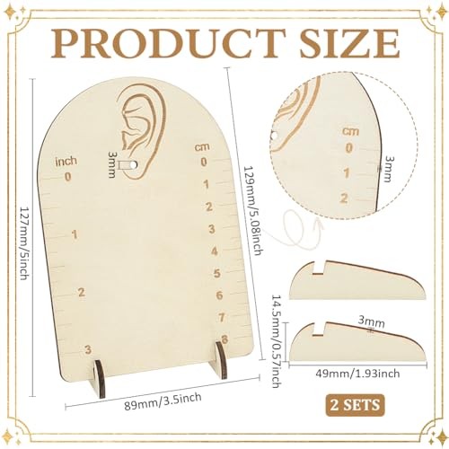 2 Pcs Earring Measurement Display Stand 3.5x2x5 Wood Ear Stud Stand 3.5x2x5″