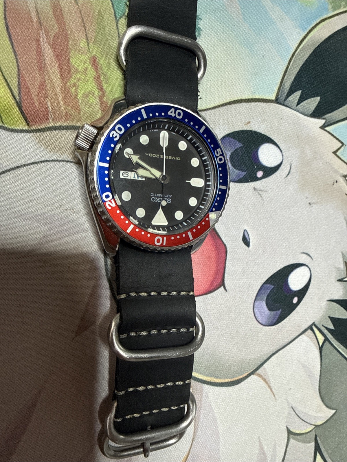 Seiko skx-007 Automatic Diver’s 200m Black Dial Day/Date Steel Watch Pepsi ￼MOD