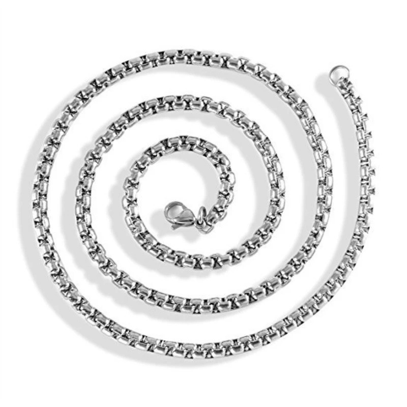 16-40″MEN Stainless Steel 2mm/3mm/4mm/5mm/7mm Silver Smooth Box Chain Necklace